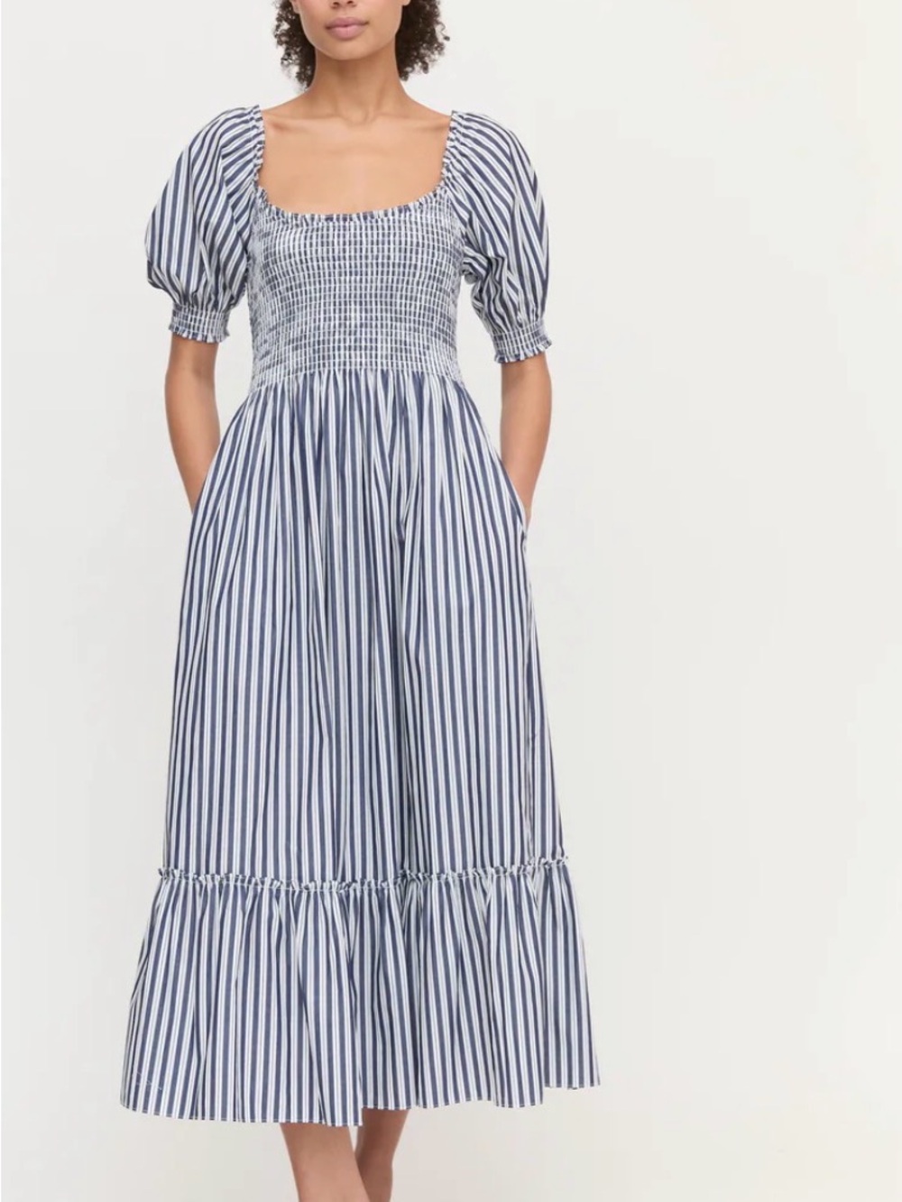 Hill House Louisa Nap Dress navy blue and white stripe size Small